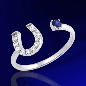 Montana Silversmiths Dainty Sterling Silver CZ Horseshoe Ring ~ Retail $75 ~ NEW